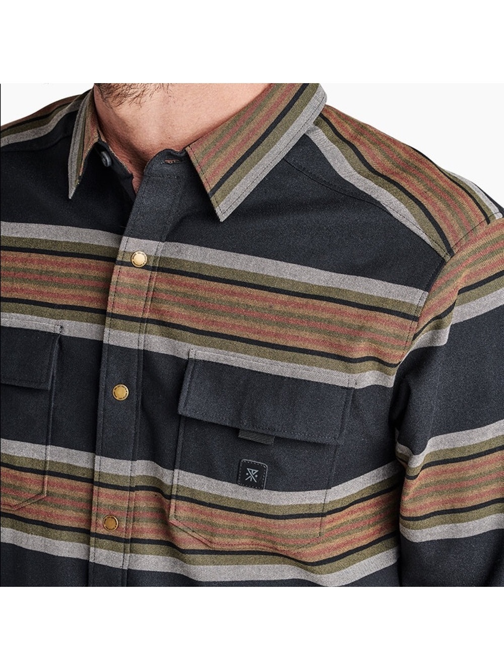 Roark Diablo Alpinist Black Striped Wool Blend Flannel Shirt Men’s XL - Picture 5 of 9